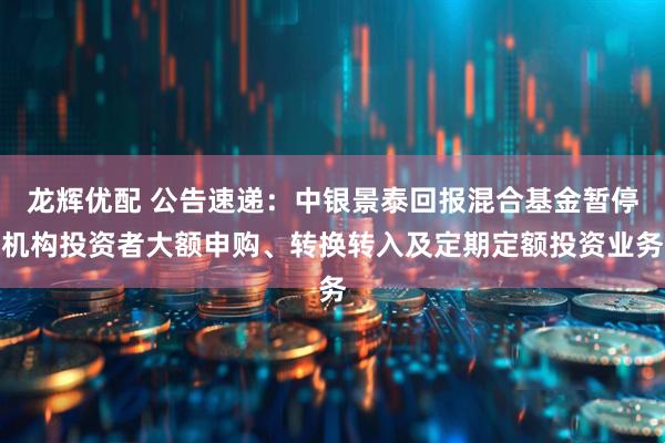 龙辉优配 公告速递：中银景泰回报混合基金暂停机构投资者大额申购、转换转入及定期定额投资业务